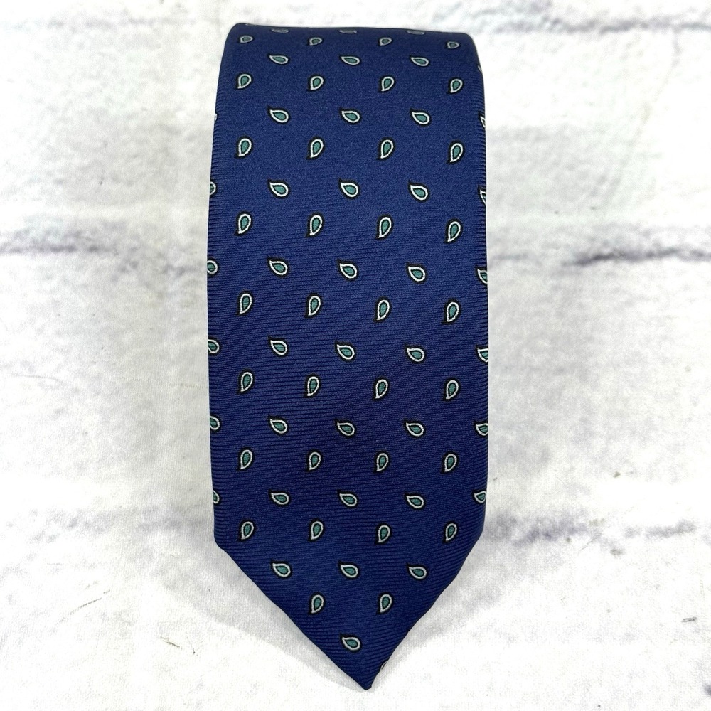 Vintage Polo Ralph Lauren Neck Tie 100% Italian Silk USA Made Paisley Navy 56"